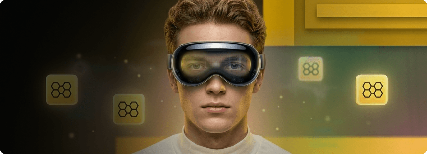Person wearing VR goggles